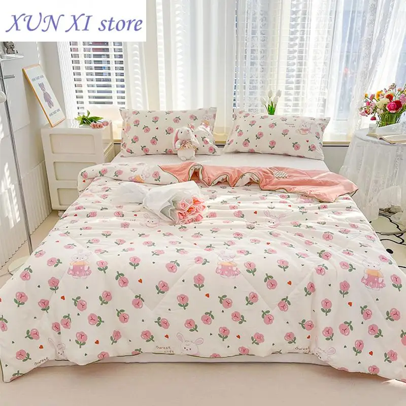 

New Summer Air-conditioning Thin Quilt Cute Lightweight Cooling Comforter Washable Throw Blankets Bedspread Bedroom Dormitory
