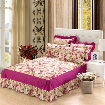 Cotton Floral Ruffle Bedspread Skirt Flatted Sheet Mattress Cover Princess Bedding Bed Skirt Cotton Ruffle Pillowcase More Color
