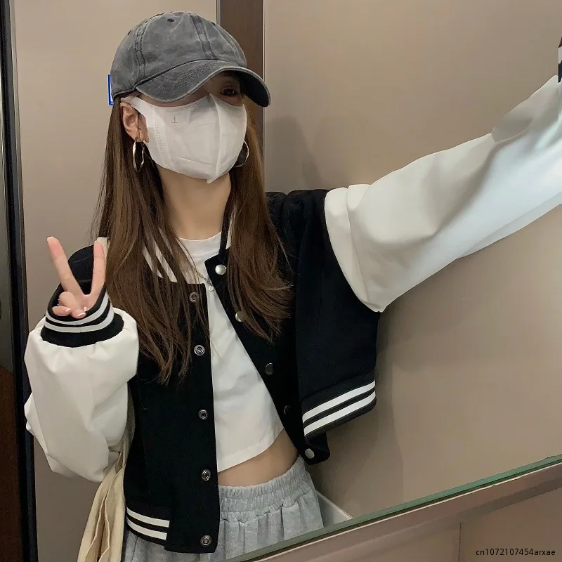 Women Drop Shoulder Two Tone Crop Bomber Jacket Button Coat Long Sleeve Top Casual Basic Jackets Plain Autumn Winter Black
Women Drop Shoulder Two Tone Crop Bomber Jacket Button Coat Long Sleeve Top Casual Basic Jackets Plain Autumn Winter Black