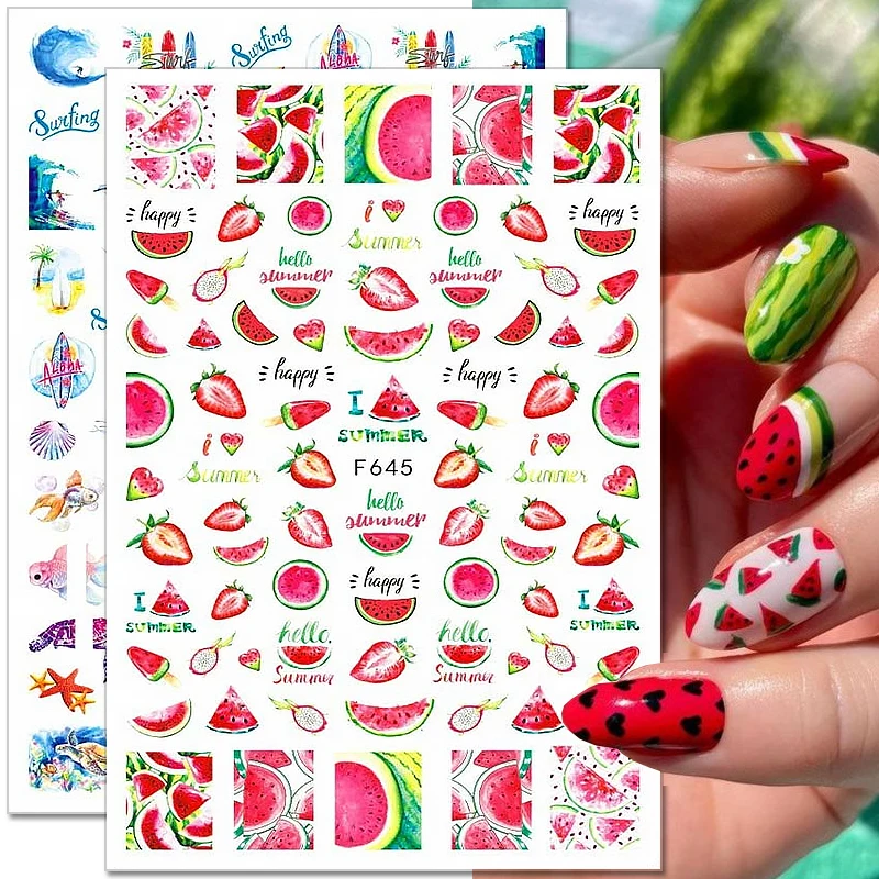 1PC Summer Fruits Watermelon Strawberry Nail Stickers Beach Ocean Flower Leaf Nail Decals Slider Manicure Nail Art Decoration
1PC Summer Fruits Watermelon Strawberry Nail Stickers Beach Ocean Flower Leaf Nail Decals Slider Manicure Nail Art Decoration