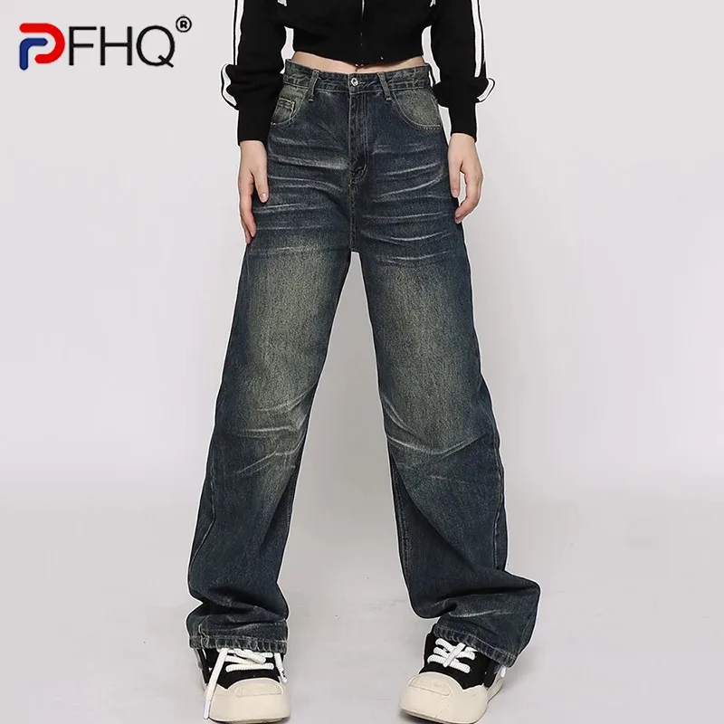 

PFHQ Men's Spring High Street Jeans Haute Quality Loose Vintage Original Avant-garde Personal Wearproof Denim Trousers 21Z4049