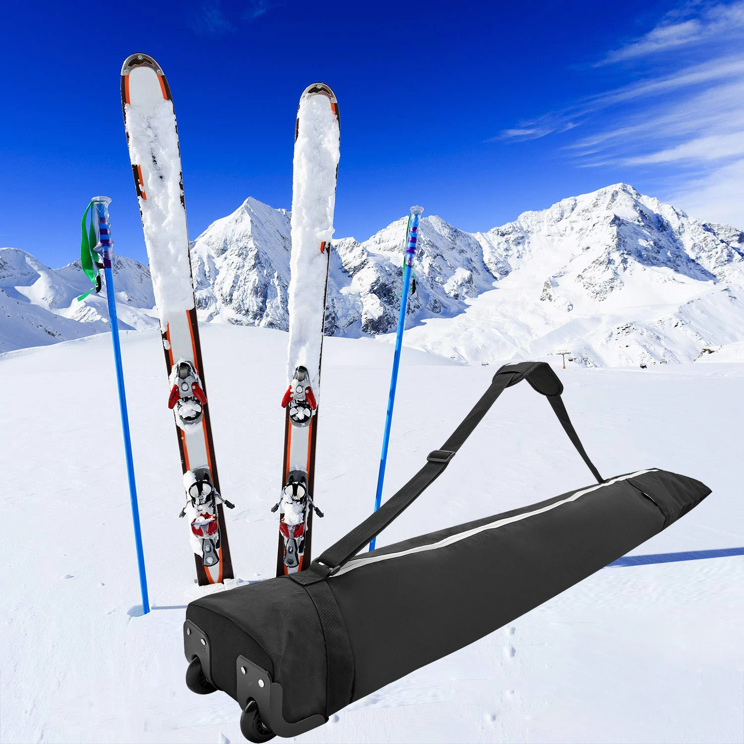 Snowboard Bag with Wheel Store & Transport Snowboard Up to 194 cm Adjustable Wear-Resistant Scratch Resistant Ski Pouch
Snowboard Bag with Wheel Store & Transport Snowboard Up to 194 cm Adjustable Wear-Resistant Scratch Resistant Ski Pouch