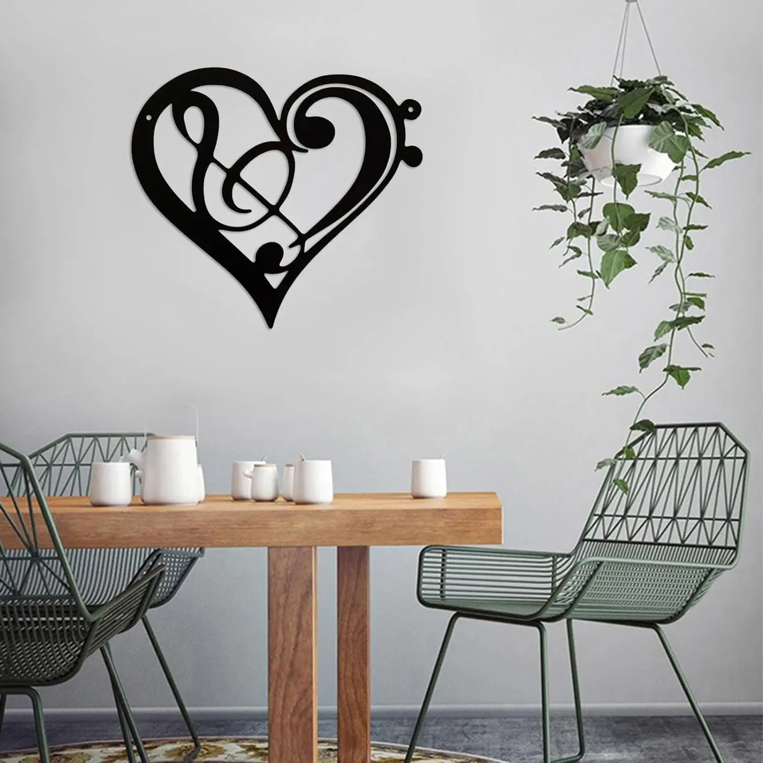 

CIFBUY Deco Heart Metal Music Home Decor Musical Notes Metal Wall Art Vintage Music Theme Note Wall Hanging Sign Music Room Wall