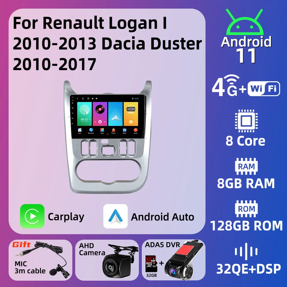 

Автомагнитола 2 Din на Android, стерео для Renault Logan I 2010-2013 Dacia Duster 2010-2017, автомобильный мультимедийный плеер, головное устройство, авторадио FM