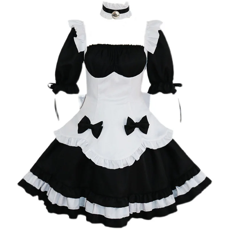 

Sexy Black and White Lolita Maid Dress with Bow Women Japanese Quadratic Element Anime Uniform Cosplay Bunny Skirt Kawaii Suit