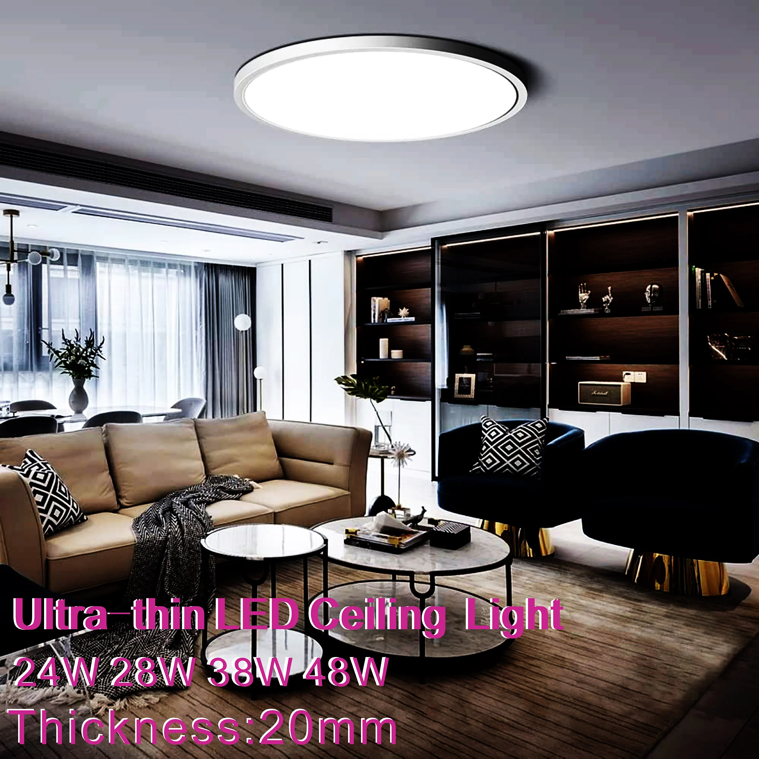 

Ультратонкий потолочный светодиодный светильник, современные панельные потолочные светильники для гостиной, спальни, внутреннего освещения, 24 Вт, 28 Вт, 38 Вт, 48 Вт