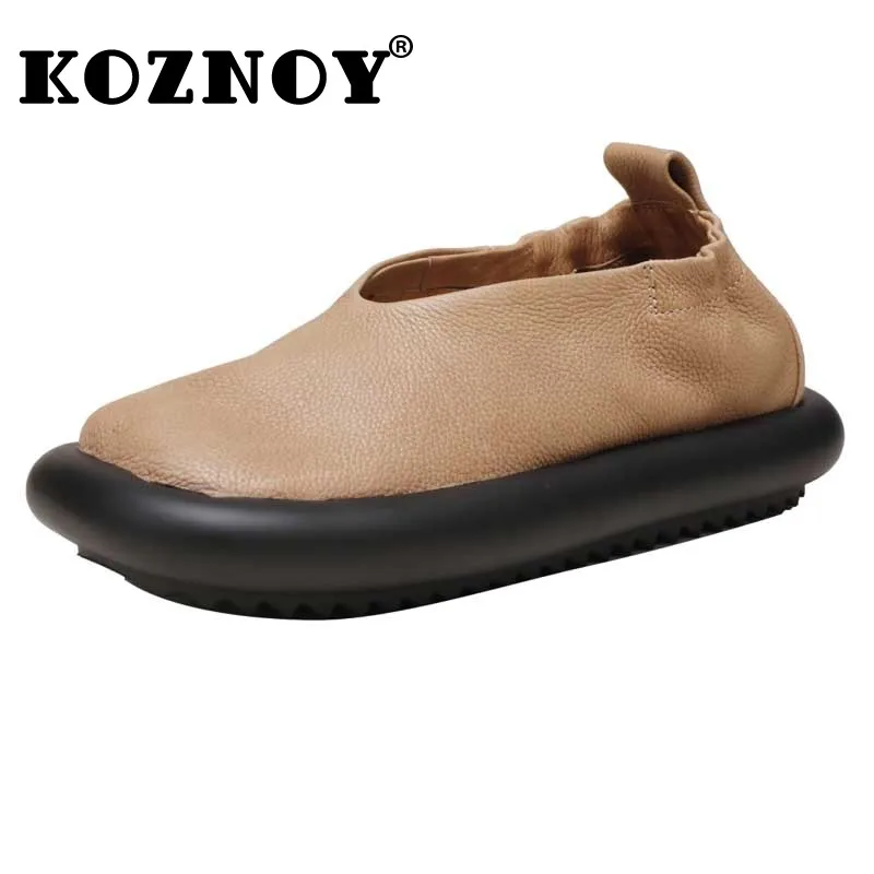 

Koznoy 3.5cm Cow Suede Genuine Leather Soft Soled Summer Ethnic Woman Moccasin Elegance Luxury Flats Ladies Shallow Comfy Hoes