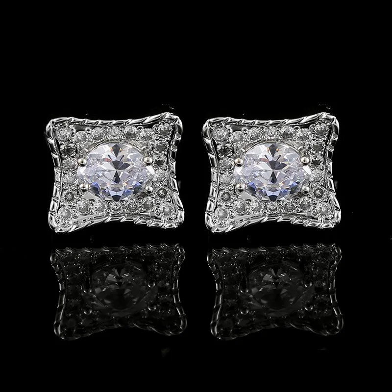 

Light luxury men's cufflinks women's square zircon french gem shirt diamond cufflinks cufflinks suit accessories cross-border ho