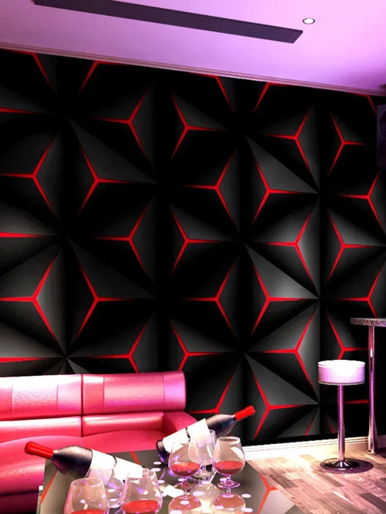

Ktv Wallpaper Hall Flash Wallcloth 3D Stereo Plane Geometric Patterns Theme Box Background Pape Mural Wallpaper 3d