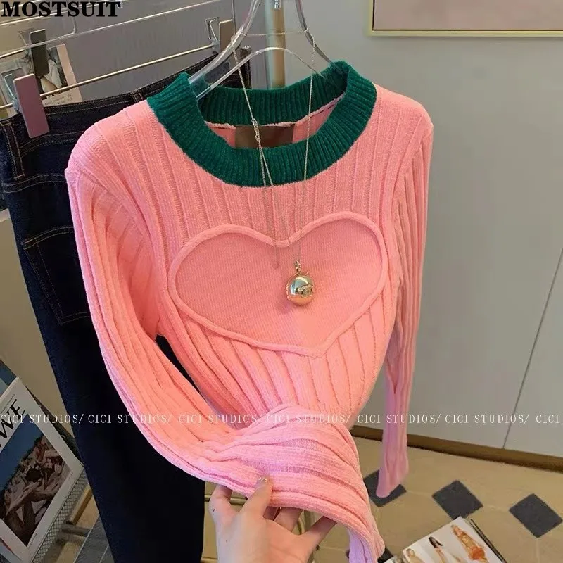 Pink Love Jacquard Slim Sweater Tops Women 2023 Spring Contrast Color Streetwear Chic Pullover Long Sleeve O-neck Ladies Jumpers
Pink Love Jacquard Slim Sweater Tops Women 2023 Spring Contrast Color Streetwear Chic Pullover Long Sleeve O-neck Ladies Jumpers