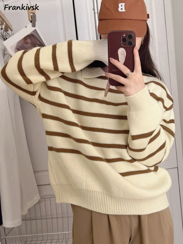 Striped Sweaters Women Chic All-match Aesthetic Streetwear Korean Style Knitwear Autumn Simple Slouchy Baggy Casual College New
Striped Sweaters Women Chic All-match Aesthetic Streetwear Korean Style Knitwear Autumn Simple Slouchy Baggy Casual College New
