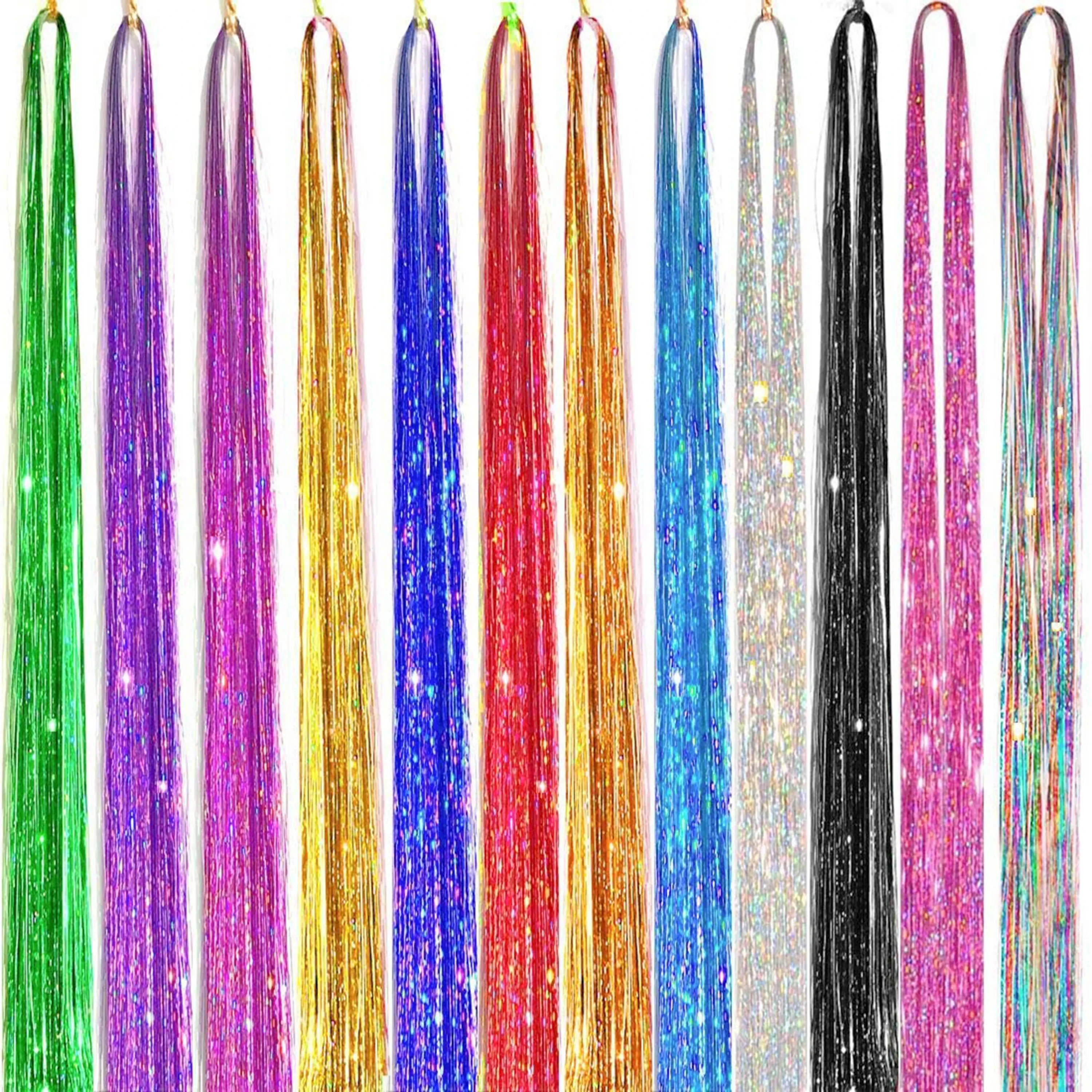 

1 Pc Sparkle Shiny Hair Tinsel Hair Extensions Dazzles Women Hippie for Braiding Headdress Hair Braiding Tools Long 120cm