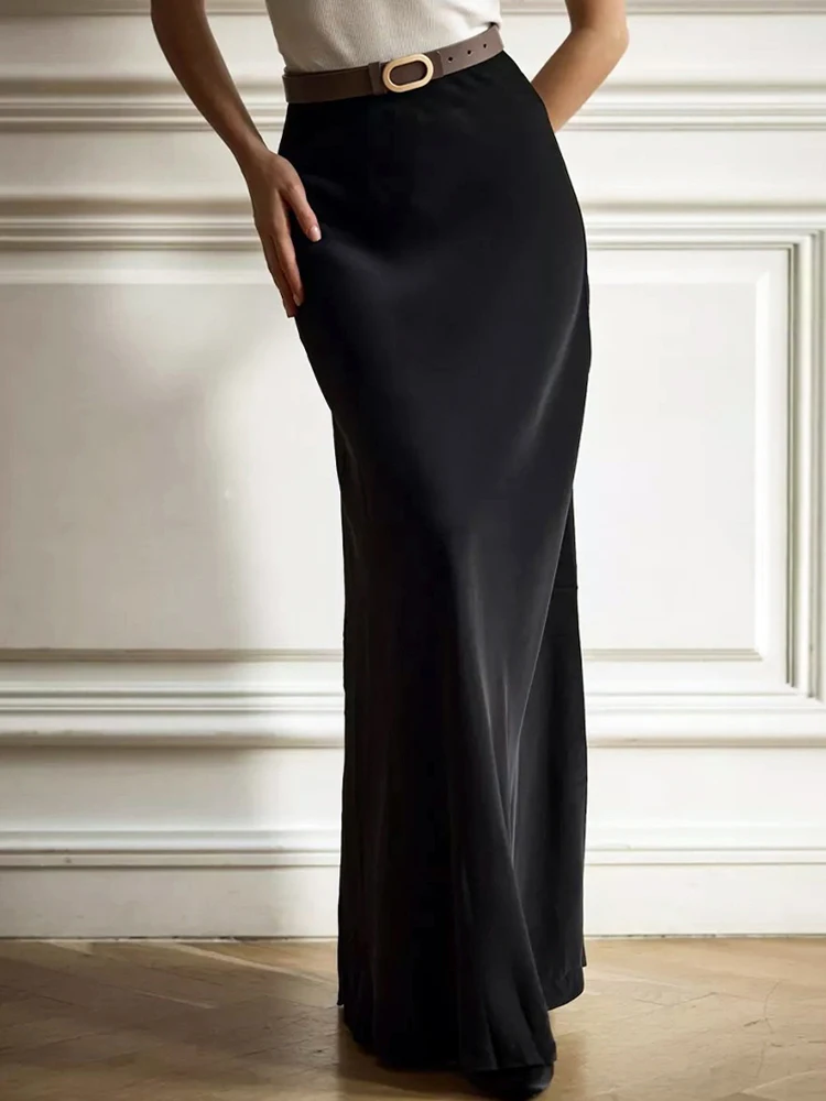

Cozok 2024 модные женские юбки в Корейском стиле с высокой талией шелковые атласные облегающие бедра длинные юбки элегантная женская юбка макси в уличном стиле