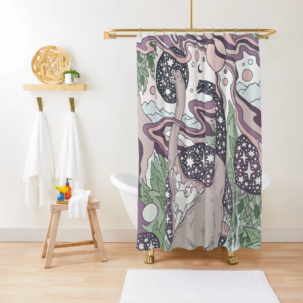 

Jurassic Portal | Purple Haze Palette | Dinosaur Science Fiction Art Shower Curtain Bathroom Shower Bathroom Decor Curtain