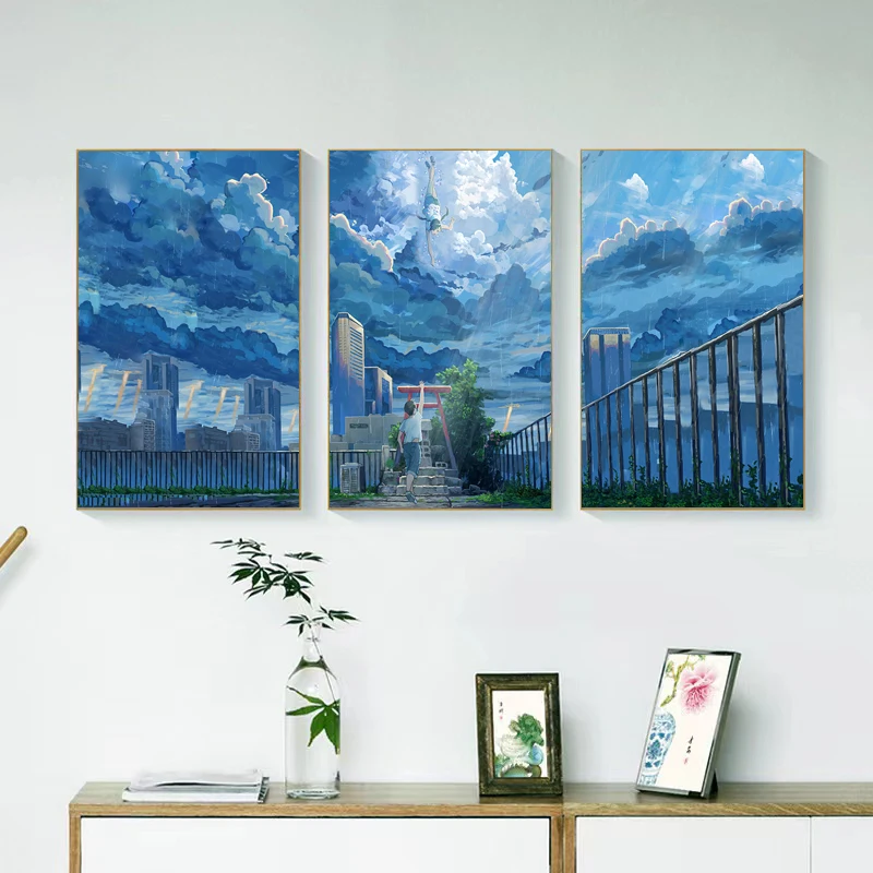 

3PC Decoration Pictures Room Wall Art Canvas Painting Weathering With You Decor for Room Decors Aesthetic Pinterest Poster Anime