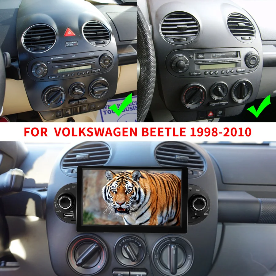 Автомагнитола 2 DIN на Android 11 с GPS-навигацией и DVD-плеером для VW Beetle 1998 - 2010 |