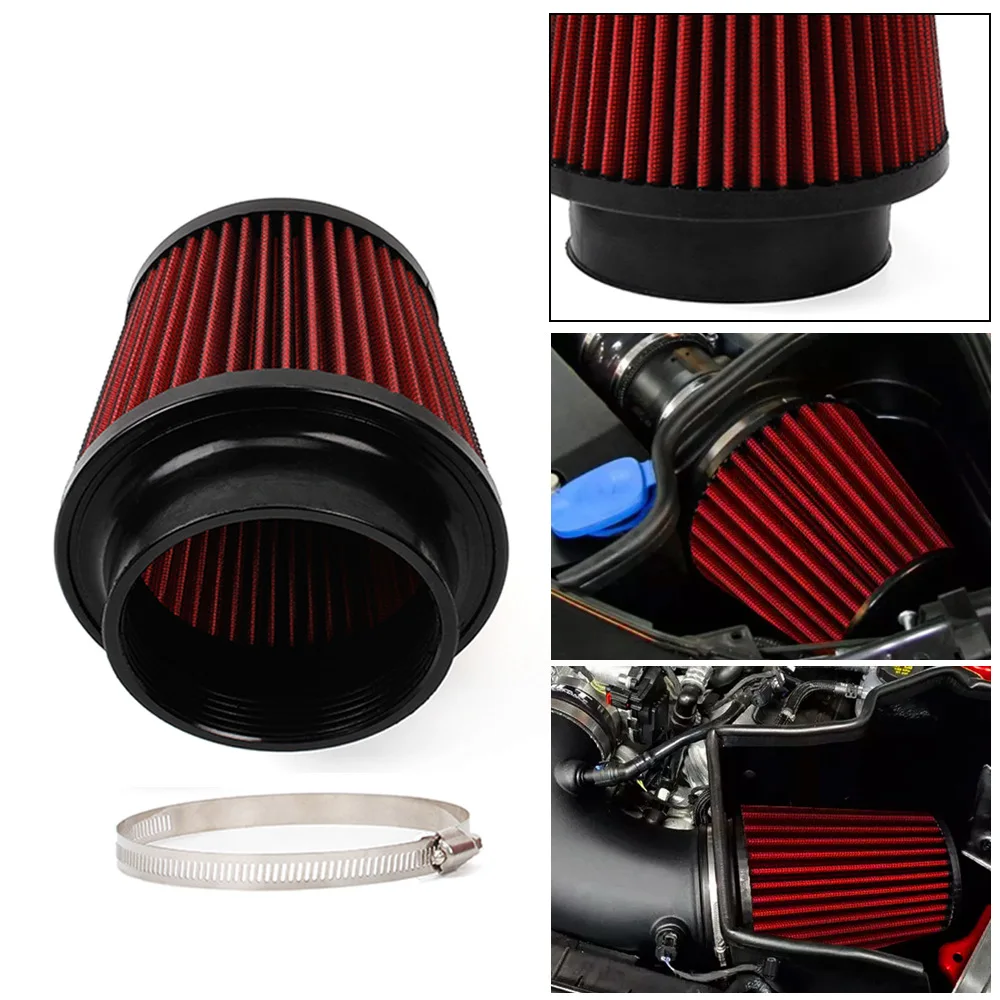 

1 Pcs Red Universal Car Modified Air Intake Filter Mushroom Head Air Cleaner High Flow Inlet System Cold Air Filter 76mm/100mm
