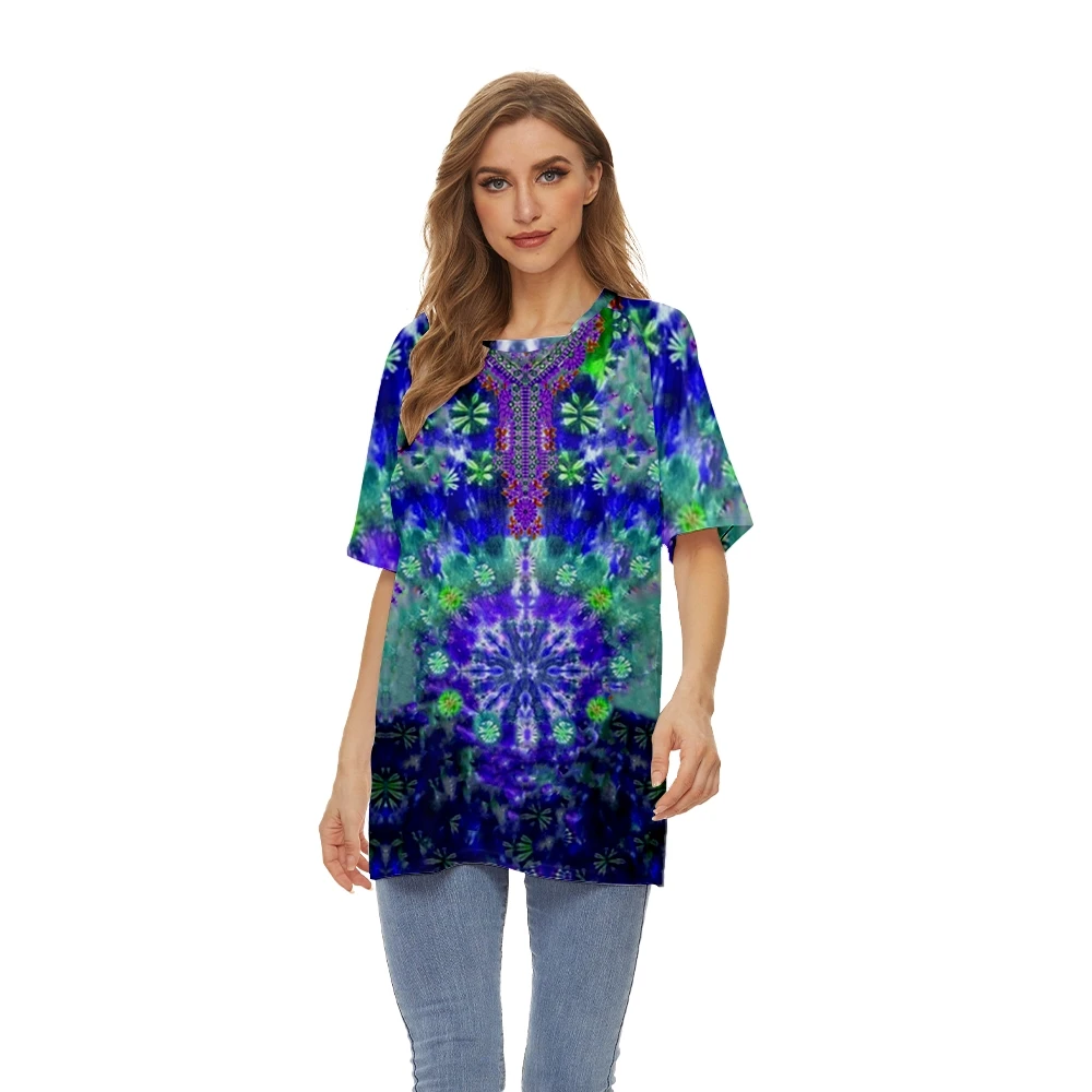 Women Fashion Tops Short-sleeved Vintage Tie Dye Printed U-neck Shoulder T-shirt Summer Casual Short-sleeved
Women Fashion Tops Short-sleeved Vintage Tie Dye Printed U-neck Shoulder T-shirt Summer Casual Short-sleeved