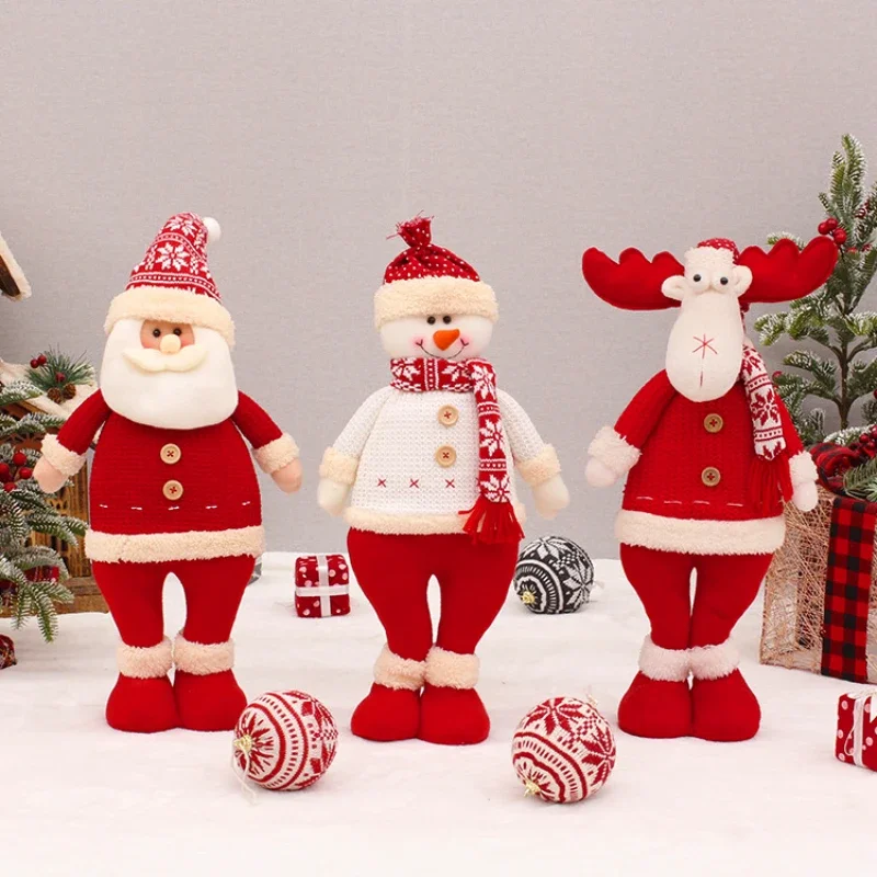 

Christmas Ornament Figurines Snowman Reindeer Santa Claus Standing Red Plush Doll for Holiday Party Season Decoration Xmas Gift