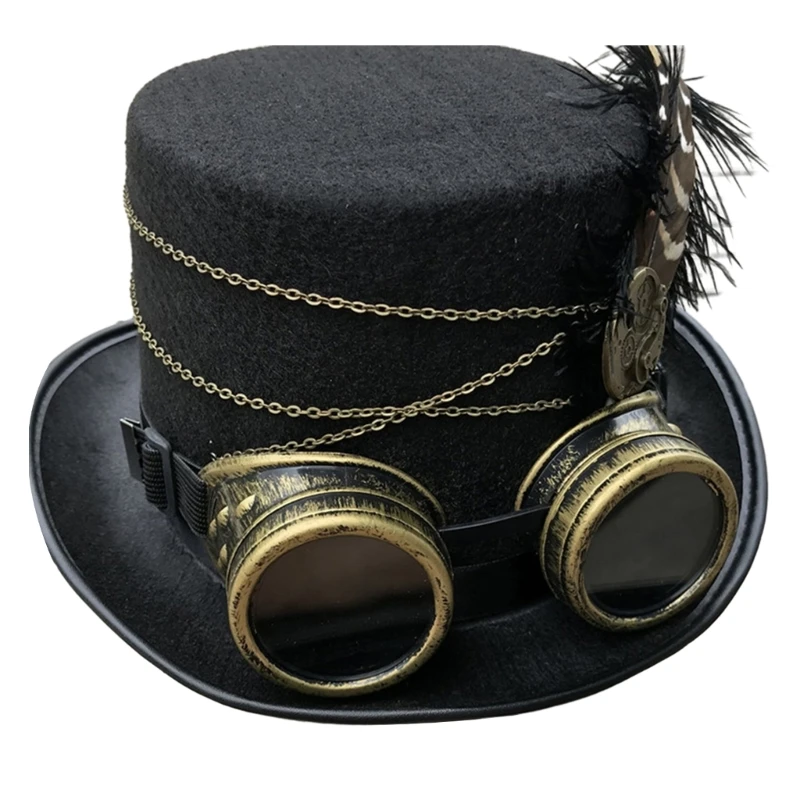 Felt Steampunk Top Hat for Adult with Goggles Vintage Victorian Steampunk Costume Hat Women Men Halloween Party Props
Felt Steampunk Top Hat for Adult with Goggles Vintage Victorian Steampunk Costume Hat Women Men Halloween Party Props