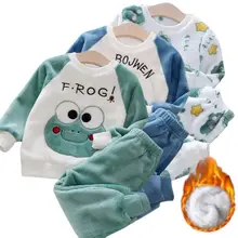 Soft Flannel Leisure Suit For Girls Thick Fleece Pullover Sweater Baby Boys Pants Family Outfit Warm Winter Clothing 2Pcs Set