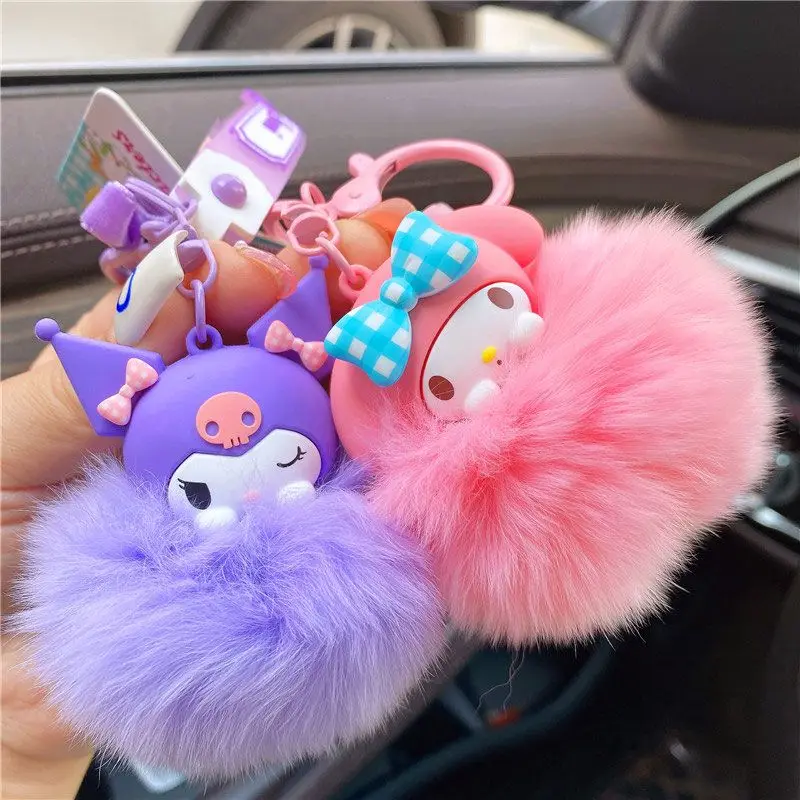 

Sanrio Plush Doll Keychain Pendant Cute Cinnamoroll Kuromi Anime Gifts Kawaii My Melody Hairball Bag Charm Decoration Girl Toys