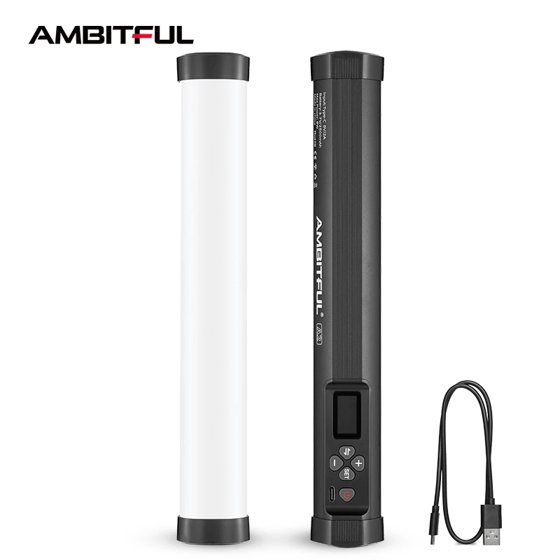 

AMBITFUL A2 RGB 2500-8500K RGB LED Video Stick Tube Light + Honeycomb Grid Built-in APP Lithium Battery Magnetic Function