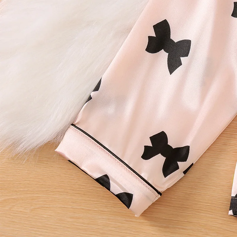 Children Pajamas Set Spring And Autumn Imitation Silk Long Sleeve Girls' Home Dress Two-Piece Printed Long Sleeve Girls Pajamas Children Pajamas Set Spring And Autumn Imitation Silk Long Sleeve Girls' Home Dress Two-Piece Printed Long Sleeve Girls Pajamas