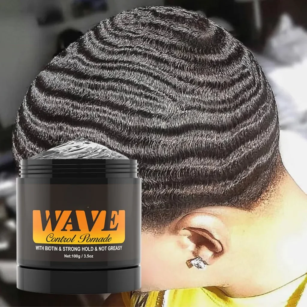 

2023 Natural Wave Control for Black Men Strong Hold 360 Waves Layered Style Clay Wavy Grease Builder for Hair Silky Shine