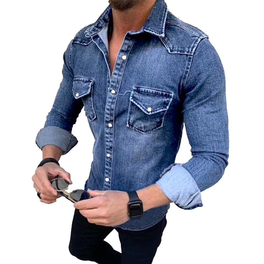 All Season Men's Casual Slim Fit Shirts Jeans Long Sleeve Tops Pocket Snap Button Lapel Collar Shirt And Blouses Men Clothing
All Season Men's Casual Slim Fit Shirts Jeans Long Sleeve Tops Pocket Snap Button Lapel Collar Shirt And Blouses Men Clothing