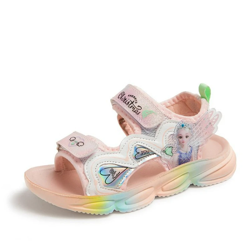 Disney Girls' Sandals Summer Princess Elsa Shoes Rainbow Soft Sole Girls' Beach Shoes Children's Slippers Pink Purple Size 26-37
Disney Girls' Sandals Summer Princess Elsa Shoes Rainbow Soft Sole Girls' Beach Shoes Children's Slippers Pink Purple Size 26-37