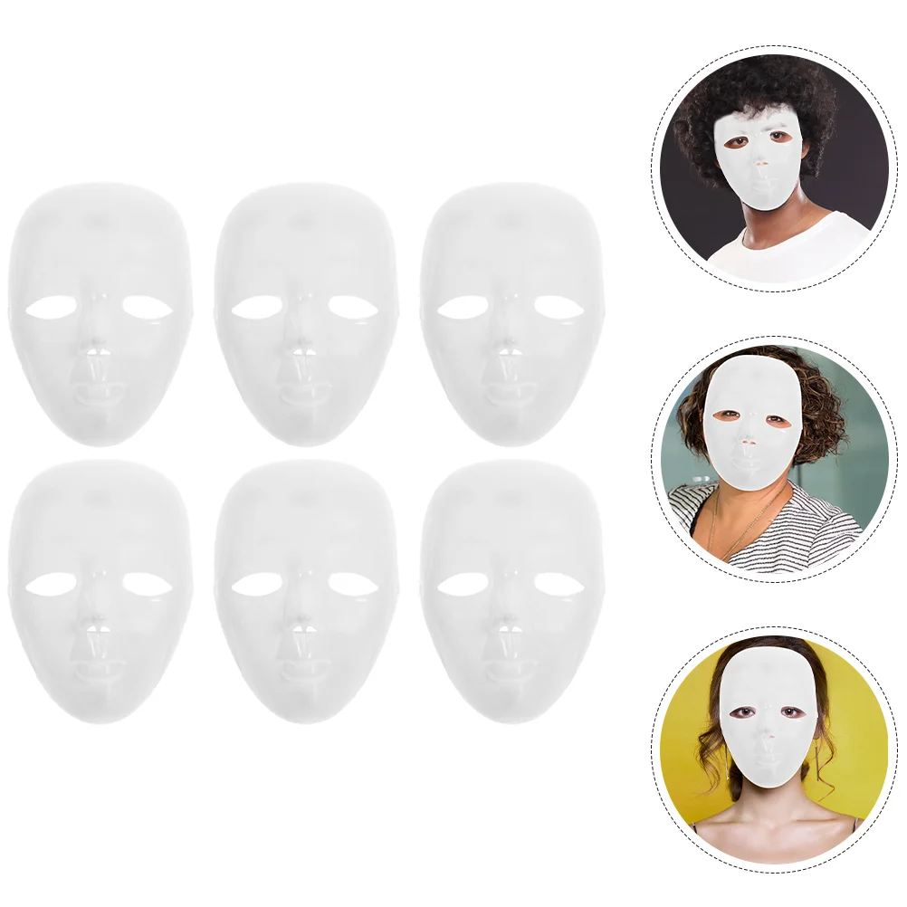 

6 pcs Masquerade Party Mask Cosplay Mask Prop Blank Full Facial Mask DIY Full Face Mask
