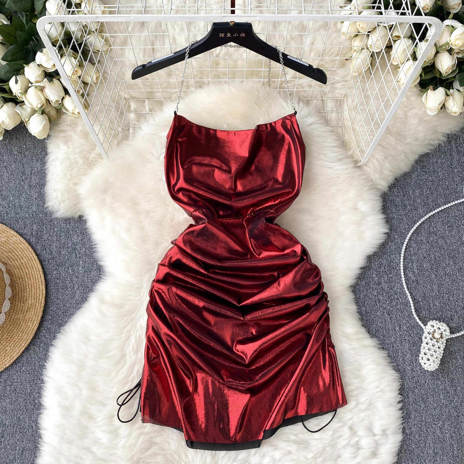 Sexy ssTss Chain Spaghetti Strap Party Dress Summer Women Sleeveless Blackless Slim Drawstring Ruched Bodycon Mini Club Dress
Sexy ssTss Chain Spaghetti Strap Party Dress Summer Women Sleeveless Blackless Slim Drawstring Ruched Bodycon Mini Club Dress