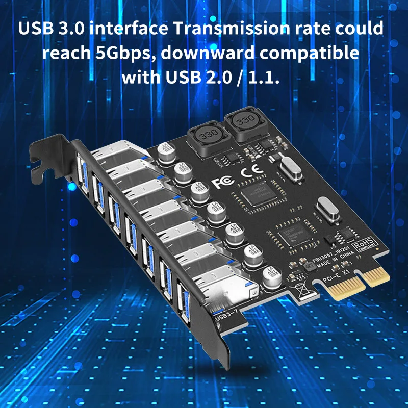 Плата расширения контроллера PCI-E 1-USB 3,0, конвертер с 7 портами, адаптер питания, компонентные аксессуары
Плата расширения контроллера PCI-E 1-USB 3,0, конвертер с 7 портами, адаптер питания, компонентные аксессуары