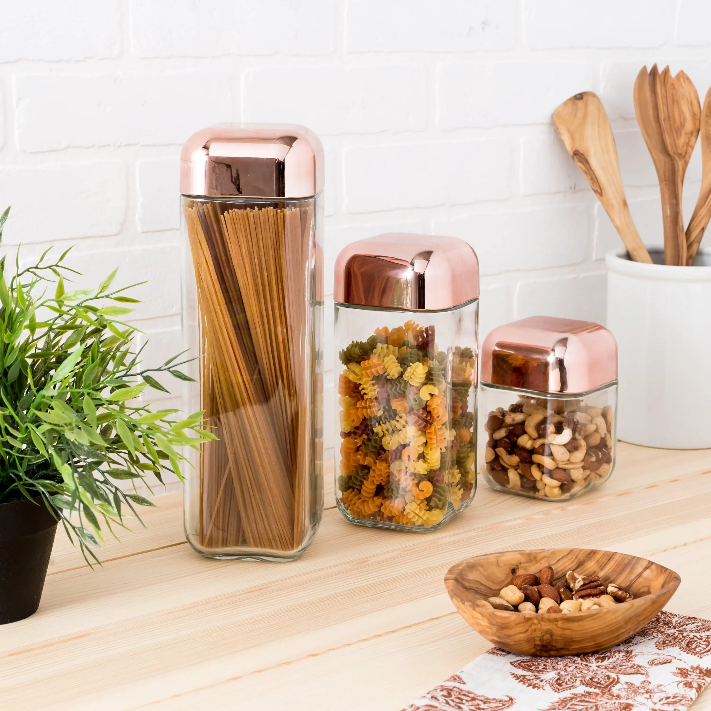 3-Piece Glass Jar Storage Set, Copper Lids, Storage Containers, Kitchen Organizer, Kitchen Organizer and Storage Container
3-Piece Glass Jar Storage Set, Copper Lids, Storage Containers, Kitchen Organizer, Kitchen Organizer and Storage Container