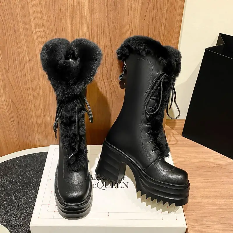 Size 33-40 40% Wool Content Inside Real Genuine Leather Thick Bottom Women Boots Rabbit Hair Fashion Winter Keep Warm Snow Boots
Size 33-40 40% Wool Content Inside Real Genuine Leather Thick Bottom Women Boots Rabbit Hair Fashion Winter Keep Warm Snow Boots
