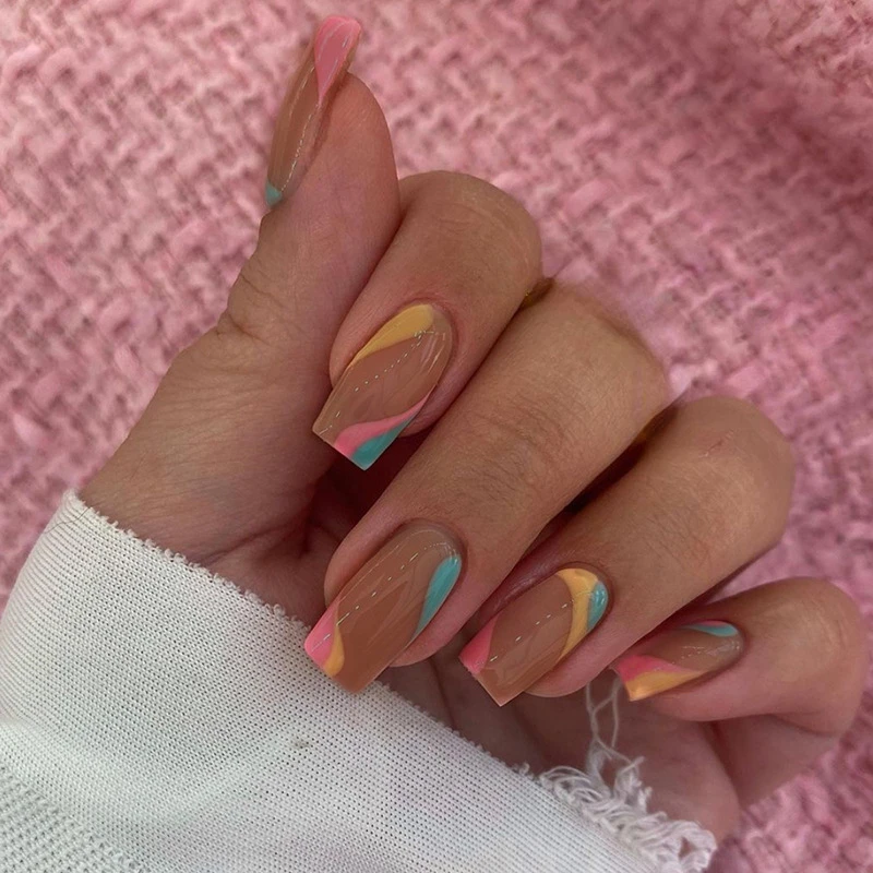 24Pcs/Set False Nail Color ripple Fake Nail Tips Full Cover Acrylic False Nails Decoration For Nail Tips Beauty
24Pcs/Set False Nail Color ripple Fake Nail Tips Full Cover Acrylic False Nails Decoration For Nail Tips Beauty