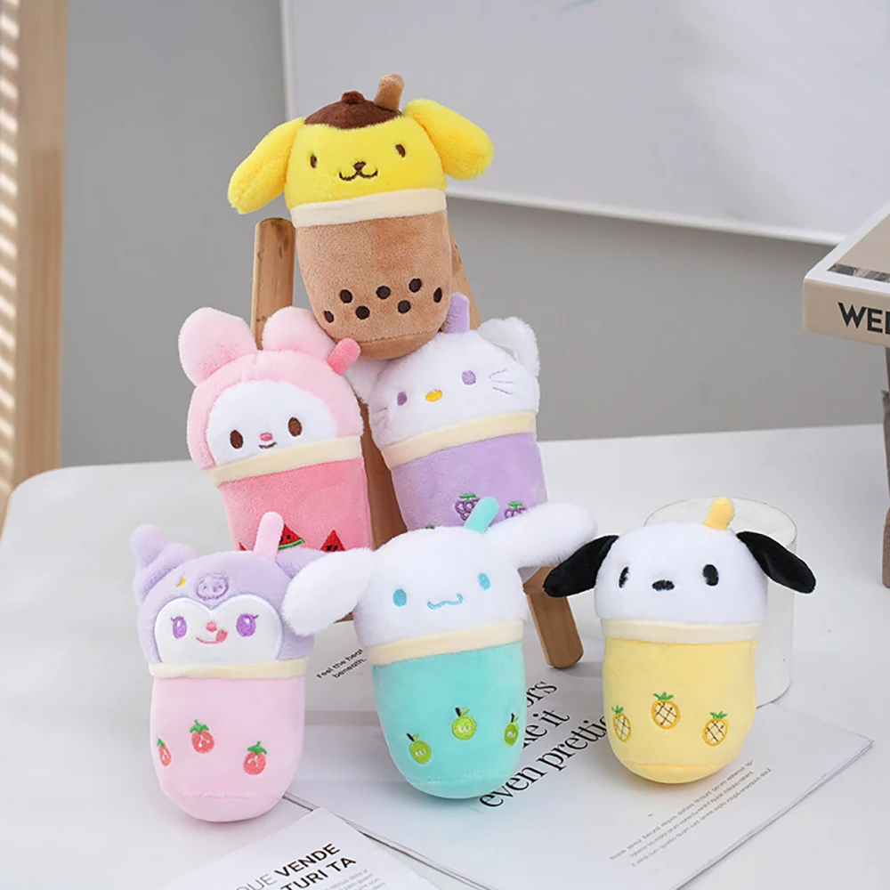 

Sanrio Keychain Hello Kitty 12Cm Kawaii Pendant Plush Toys Cute Stuffed Cartoon Cinnamoroll Kuromi Milk Tea Cup Gifts Melody