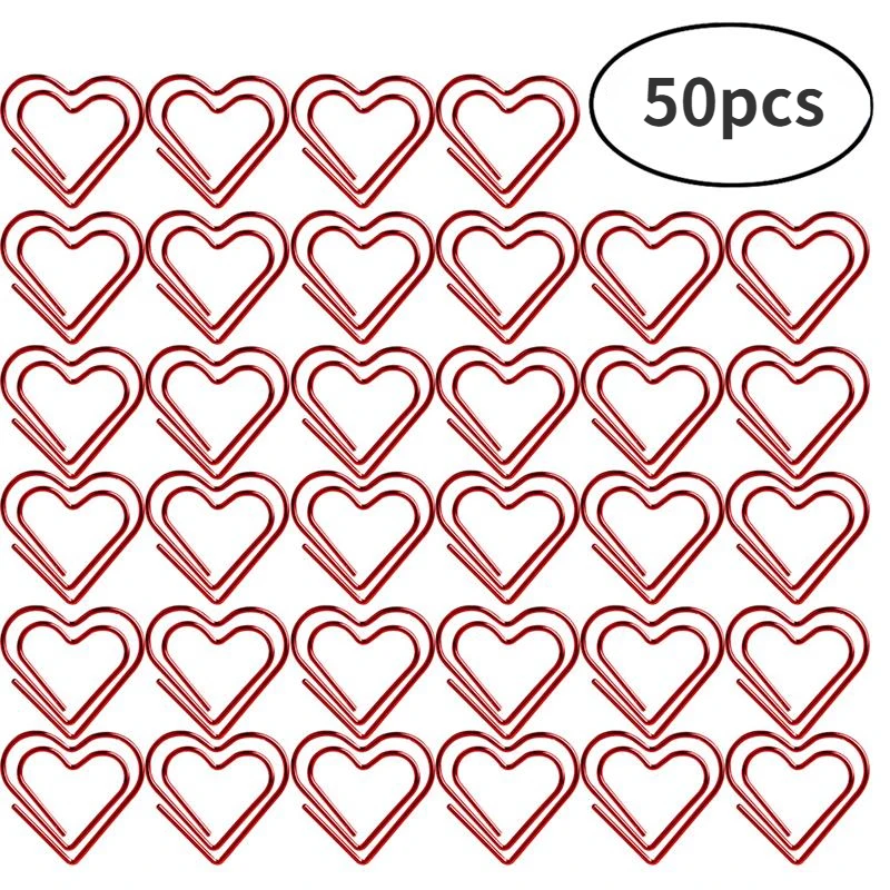 50pcs/set Heart Bookmark Metal Paper Clip Decor Rose Gold Red Book Note Decoration Binder Clip Stationery Paperclips for Kids
50pcs/set Heart Bookmark Metal Paper Clip Decor Rose Gold Red Book Note Decoration Binder Clip Stationery Paperclips for Kids