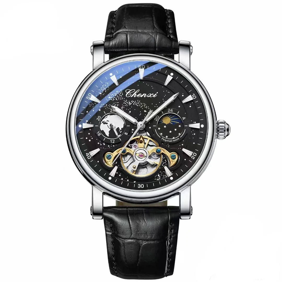 Top Brand Fashion Mechanical Watches Men Genuine Leather Moon Phase Black Color Automatic Business Dress Male Wristwatch Gift
Top Brand Fashion Mechanical Watches Men Genuine Leather Moon Phase Black Color Automatic Business Dress Male Wristwatch Gift
