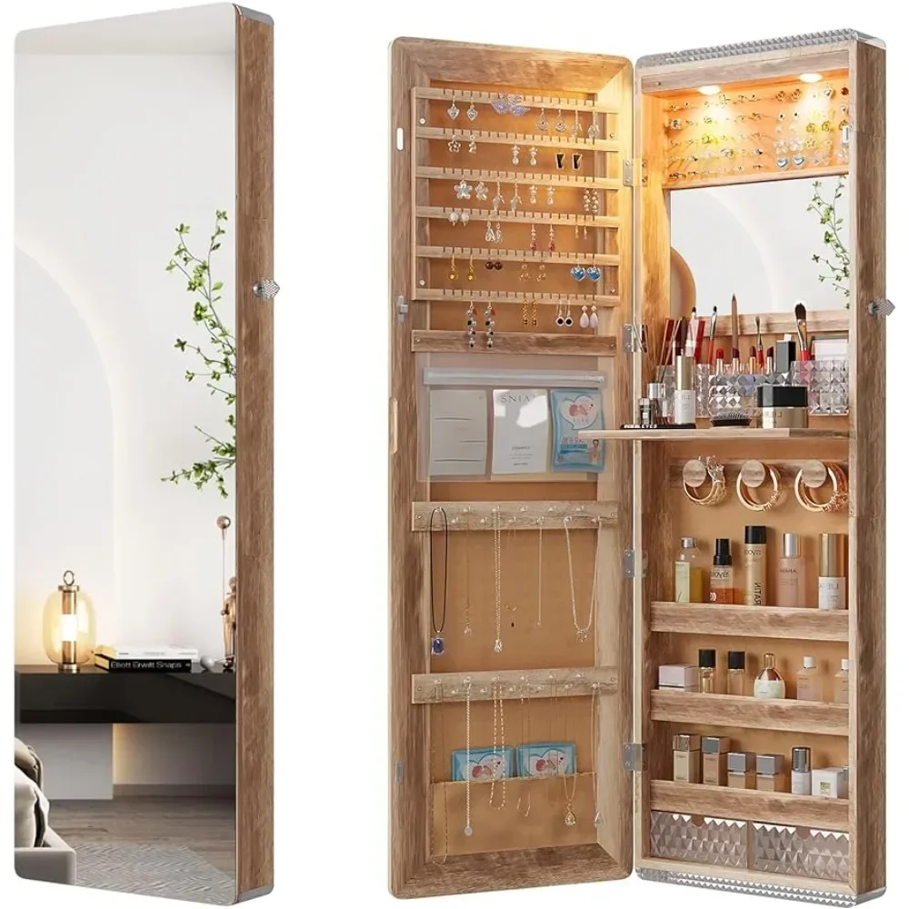 LED Mirror Jewelry Cabinet,47.2" Wall Mounted Jewelry Organizer with Full-Length Mirror,Over The Door Hanging Jewelry Armoire
LED Mirror Jewelry Cabinet,47.2" Wall Mounted Jewelry Organizer with Full-Length Mirror,Over The Door Hanging Jewelry Armoire