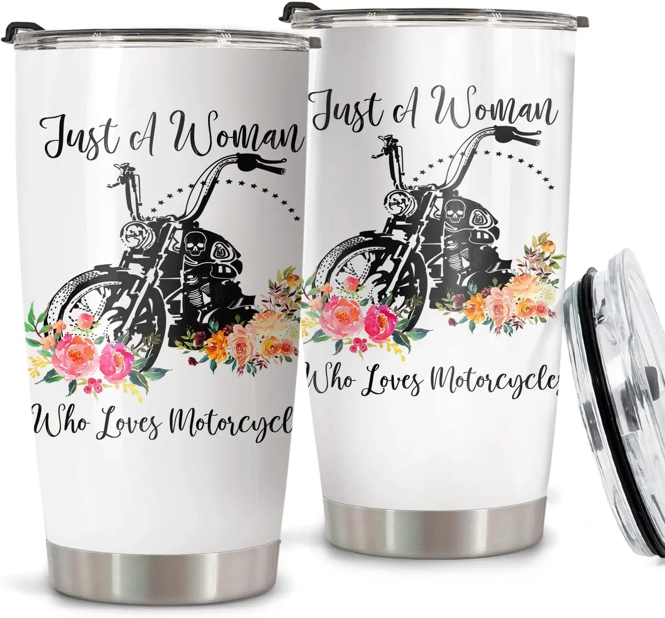 

20oz Motorcycle Tumbler Cup with Lid, Stainless Steel Double Wall Vacuum Thermos Insulated Travel Coffee Mug for Teens Gift