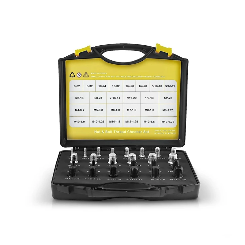

26Pcs Nut And Bolt Thread Checker- Thread Gauge Suitable For Detecting Fixed Bolts Or Threaded Holes In Enclosed Areas