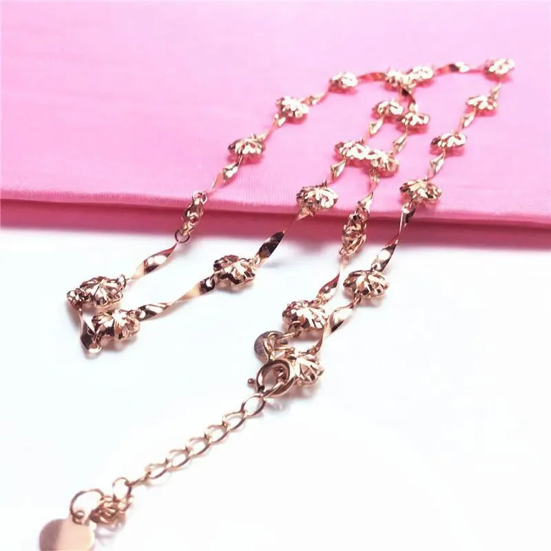 

585 Purple Gold Plated 14k Rose Gold Flower Chains Chunky Necklace Classic Romantic Light Luxury Wedding Party Ladies Jewelry