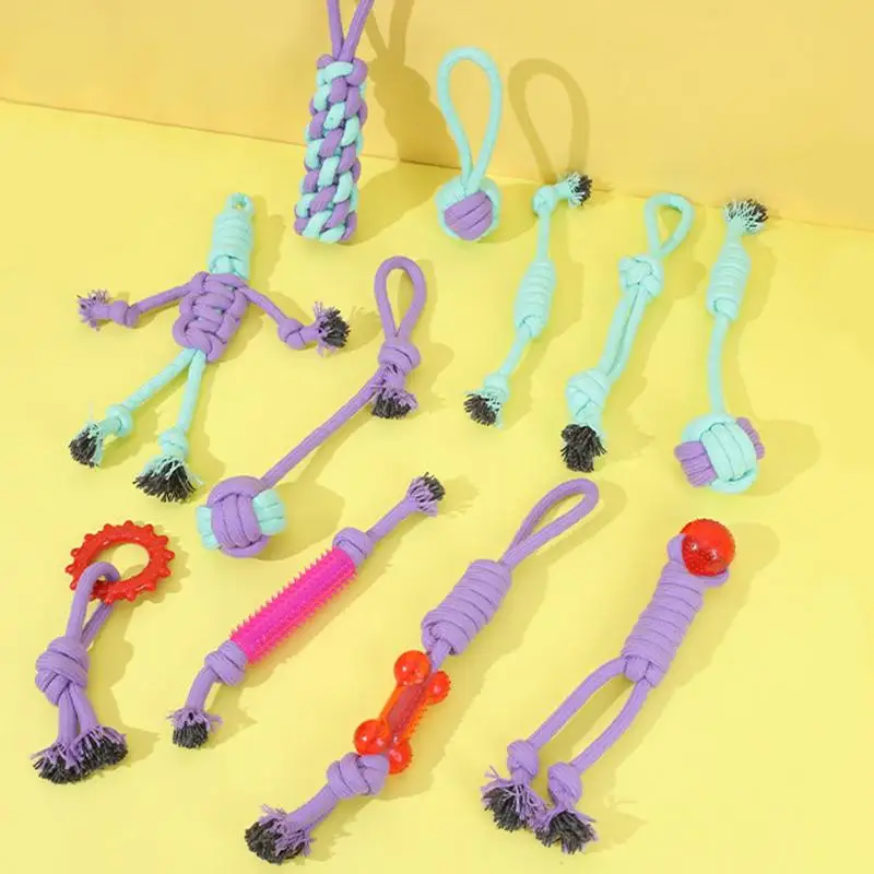 

Rope Toy for Dogs 11PCS Cute Teething Chew Toys Portable Dog Toys for Indoor & Outdoor Cotton Pet Toys for Medium Large Dogs