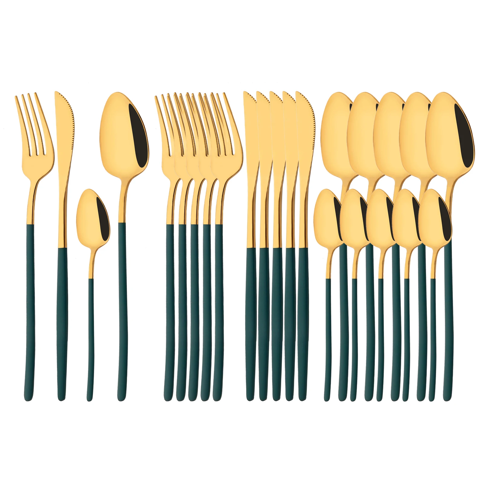 24Pcs Green Gold 18/10 Stainless Steel Dinnerware Set Kitchen Cutlery Set Knife Fork Spoon Flatware Tableware Western Silverware
24Pcs Green Gold 18/10 Stainless Steel Dinnerware Set Kitchen Cutlery Set Knife Fork Spoon Flatware Tableware Western Silverware