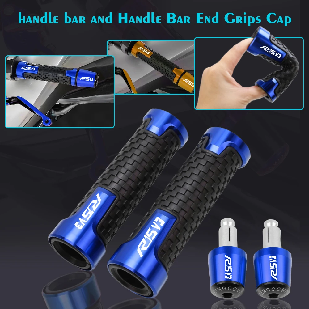 

For Yamaha YZFR6S YZF R6S R15 V3 R15V3 2018 2019 2020 2021 78''22MM Motorcycle Handlebar Handle Bar Grips Ends Caps Plug Slider