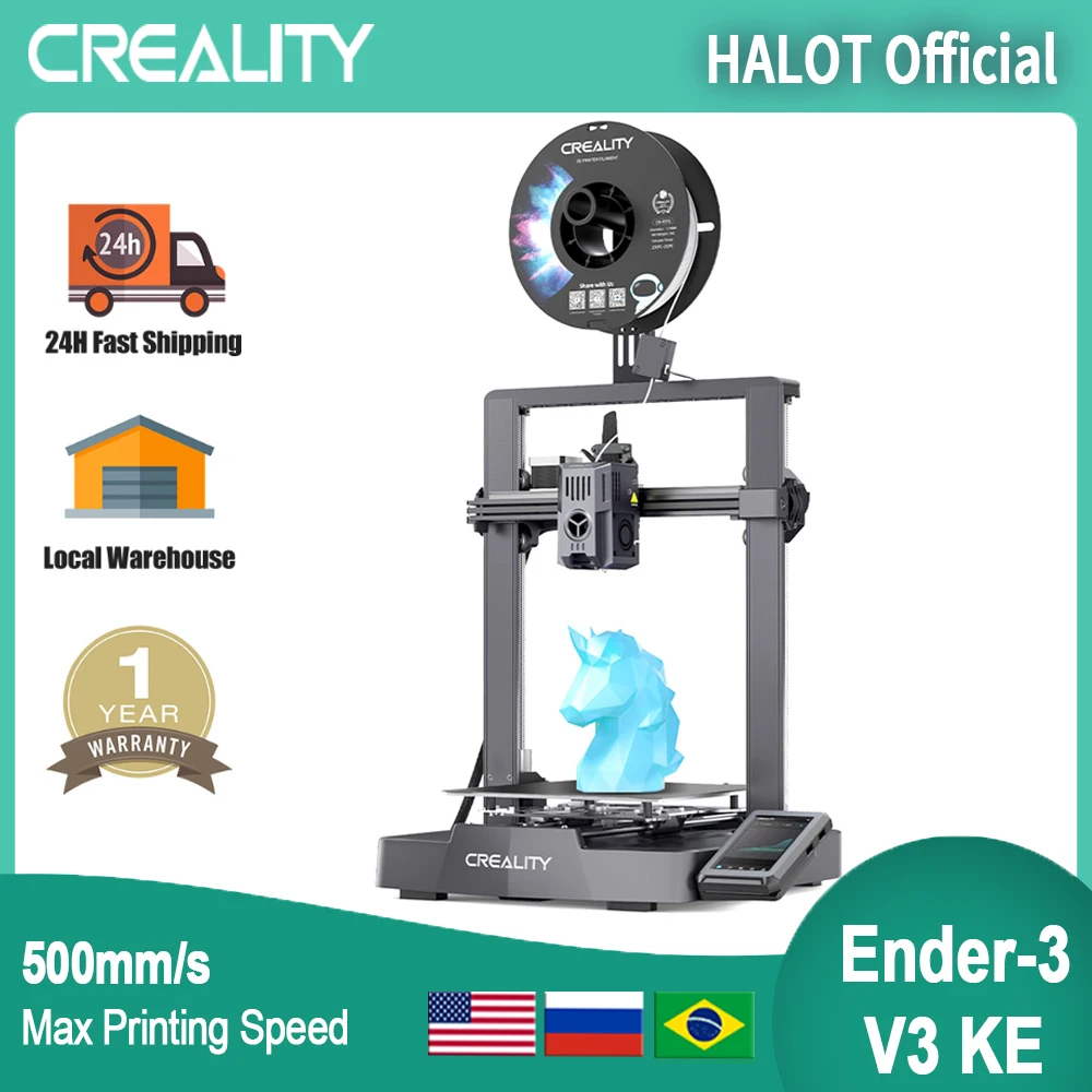 3D-принтер Creality Ender 3 V3 KE, 500 мм/с, максимальная печать, X-axis, линейная направляющая, автовыравнивание, усовершенствованный прямой экструдер Sprite
3D-принтер Creality Ender 3 V3 KE, 500 мм/с, максимальная печать, X-axis, линейная направляющая, автовыравнивание, усовершенствованный прямой экструдер Sprite