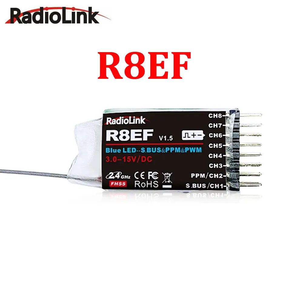 

Radiolink R8EF 2.4Ghz 8 Channels RC Receiver Support S-Bus/PPM/PWM Signal for 8CH T8FB T8S RC Transmitter RC Car Boat Airplane
