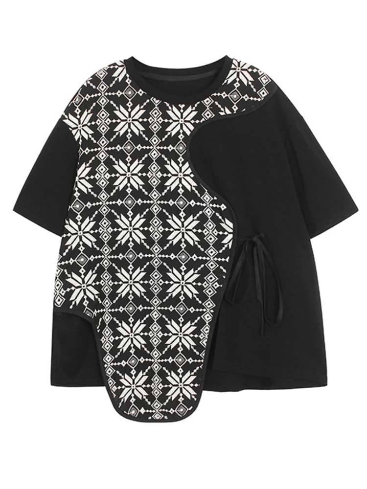 Women Black Embroidery Irregular Big Size T-shirt New Round Neck Short Sleeve Fashion Tide Spring Summer 2023 M934
Women Black Embroidery Irregular Big Size T-shirt New Round Neck Short Sleeve Fashion Tide Spring Summer 2023 M934